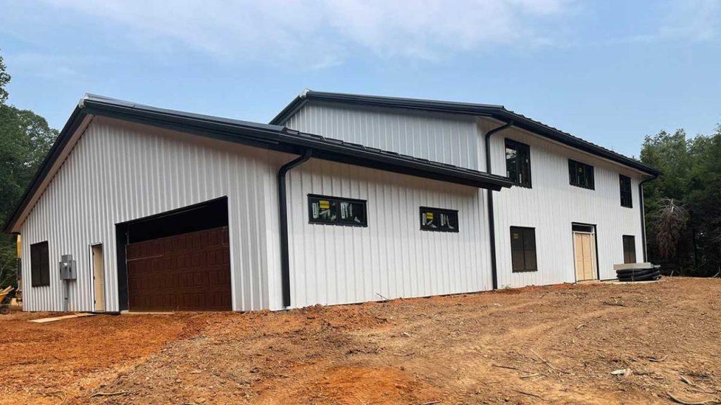 white barndominium with shop in Toledo